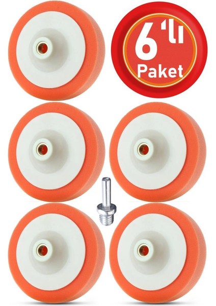 Turuncu Oto Pasta Cila Parlatma Polisaj Süngeri 150MM 6 Lı Paket