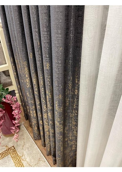 Jakar Zemin Elena Varaklı Desen 1/3 Sık Pile Fon Perde
