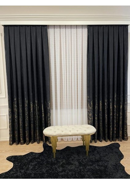 Jakar Zemin Elena Varaklı Desen 1/3 Sık Pile Fon Perde modelleri