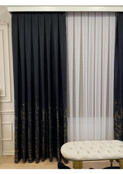 Jakar Zemin Elena Varaklı Desen 1/3 Sık Pile Fon Perde fırsatları