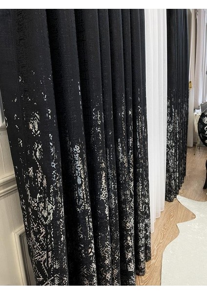 Jakar Zemin Elena Varaklı Desen 1/3 Sık Pile Fon Perde