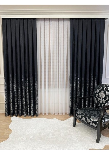 Jakar Zemin Elena Varaklı Desen 1/3 Sık Pile Fon Perde fiyatları