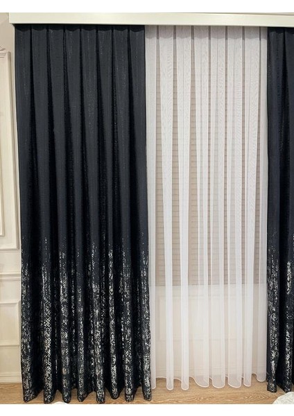 Jakar Zemin Elena Varaklı Desen 1/3 Sık Pile Fon Perde modelleri