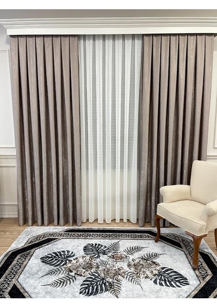 Jakar Zemin Elena Varaklı Desen 1/3 Sık Pile Fon Perde fiyatları