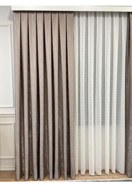 Jakar Zemin Elena Varaklı Desen 1/3 Sık Pile Fon Perde modelleri