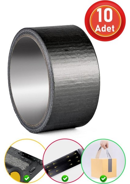 Güçlü Takviye Tamir Bandı Duct Tape Siyah 48X10 Metre 10 Adet