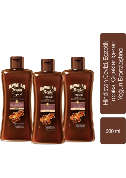 Hawaiian Tropic Yoğun Bronzlaştırıcı Yağ 3'lü Avantaj Paketi