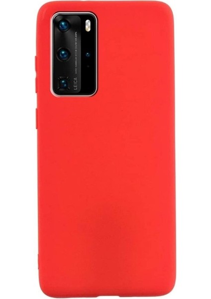 Huawei P40 Pro Kılıf Premier Silikon Koruma+Full Ekran Koruyucu Kırmızı