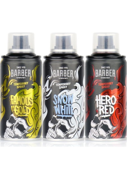 Saç Spreyi Renkli 150 ml 3'lü Set (Sarı - Beyaz- Kırmızı)