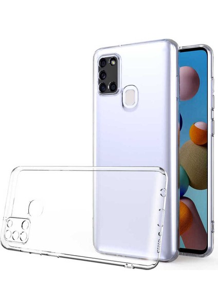 Caseart Samsung Galaxy A21S Kılıf Kamera Koruma Lüx Silikon Şeffaf Kapak