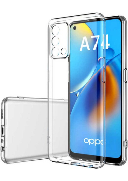 Oppo A74 Kılıf Kamera Koruma Lüx Silikon Şeffaf Kapak