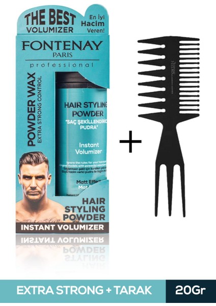 Saç Şekillendirici Pudra Toz Wax Mat Effect Mavı 20GR + Şekil Tarağı 2'li Set