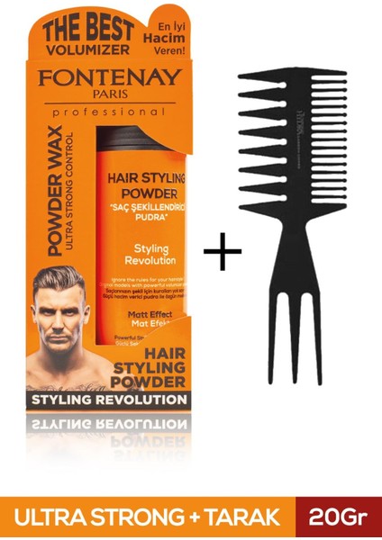 Saç Şekillendirici Pudra Toz Wax Ultra Strong Turuncu 20GR + Şekil Tarağı 2'li Set