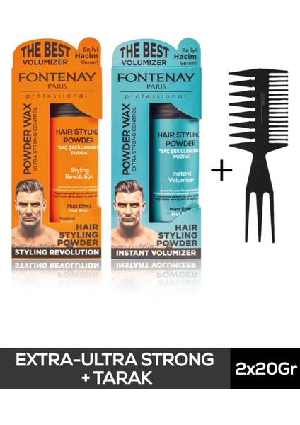 Saç Şekillendirici Pudra Toz Wax Mat Effect ve Ultra Strong 20GR + Şekil Tarağı 3'lü Set