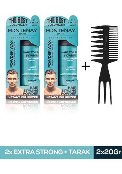 Saç Şekillendirici Pudra Toz Wax Mat Effect Mavı 20GR X2 + Şekil Tarağı 3'lü Set