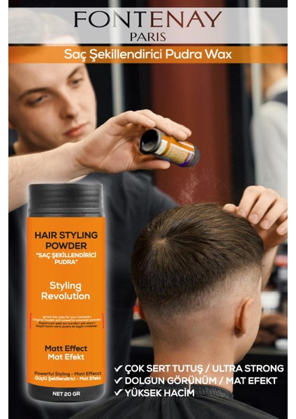 Saç Şekillendirici Pudra Toz Wax Ultra Strong Turuncu 20GR X2 + Şekil Tarağı 3'lü Set modelleri