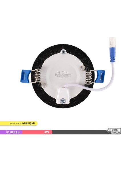 3W Sıva Altı Yuvarlak LED Panel Armatür Siyah Gövde 3000K Gün Işığı modelleri