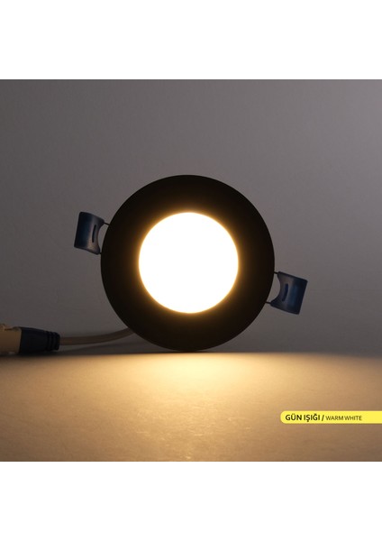 3W Sıva Altı Yuvarlak LED Panel Armatür Siyah Gövde 3000K Gün Işığı fırsatları