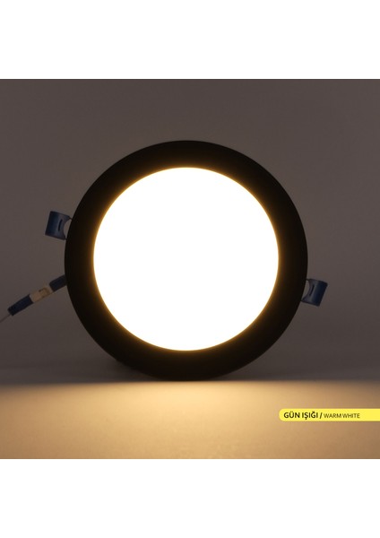12W Sıva Altı Yuvarlak LED Panel Armatür Siyah Gövde 3000K Gün Işığı
