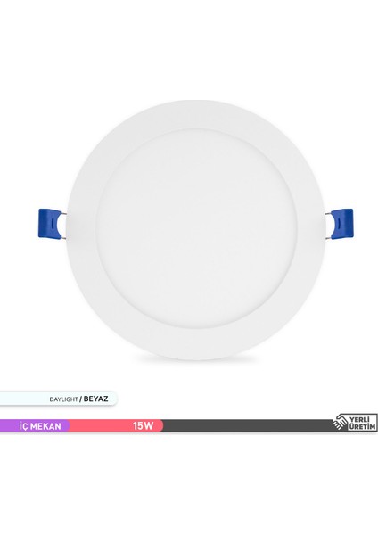 15W Sıva Altı Yuvarlak LED Panel Armatür Beyaz Gövde 6500K Beyaz