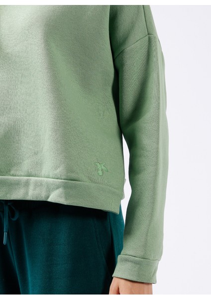 Bisiklet Yaka Düz Su Yeşili Kadın Sweatshırt RAVELLO indirimleri