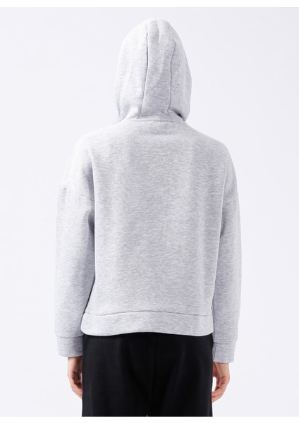 Kapüşon Yaka Düz Gri Melanj Kadın Sweatshirt K-Melıa