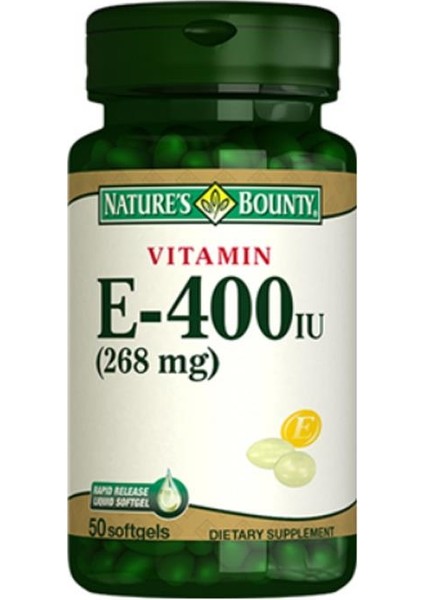 Natures Bounty Vitamin E-400 Iu Takviye Edici Gıda 50 Jelatin Kapsül