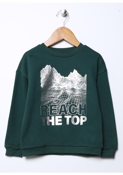 Baskılı Erkek Çocuk Haki Sweatshirt Reach Boy