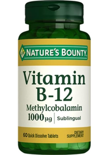 Natures Bounty Vitamin B-12 Methylcobalamin 1000 Mcg Takviye Edici Gıda 60 Tablet