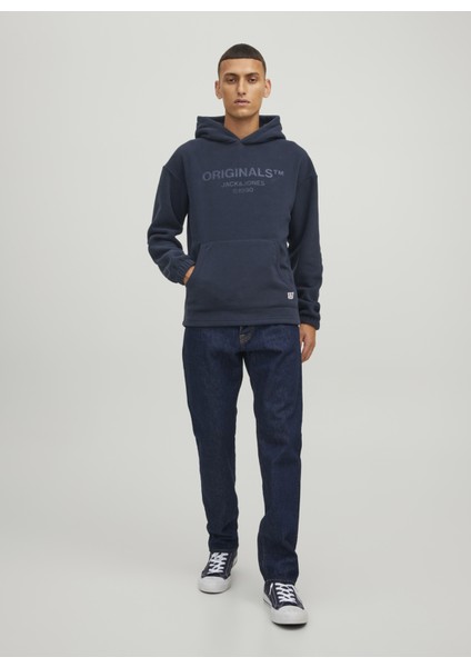 Kapüşon Yaka Koyu Lacivert Erkek Sweatshirt 12216573_JORSLOPE Fleece Sweat Hood