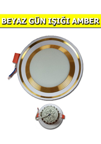 7 + 7 W Spot LED Panel 3 Renk 3 Devre ( Beyaz - Gün Işığı - Amber ) 10 Adet