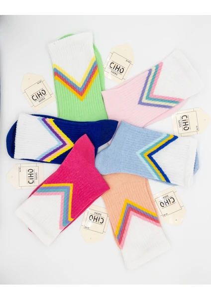 Ciho Socks Cihosocks V Desen 6 Çift Pamuklu Kadın Soket Çorap