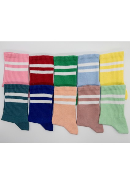 12 Çift Renkli Bayan Tenis Çorabı