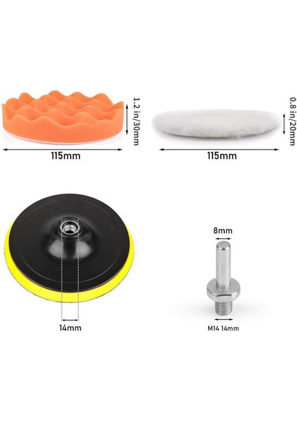 Oto Araç Araba Pasta Cila Çizik Giderici Yün Polisaj Süngeri Pedi 115 Mm Parlatma 25 Parça Seti