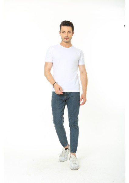 %100 Pamuk Basic T-Shirt (Rahat Giyim) - Erkek - Beyaz