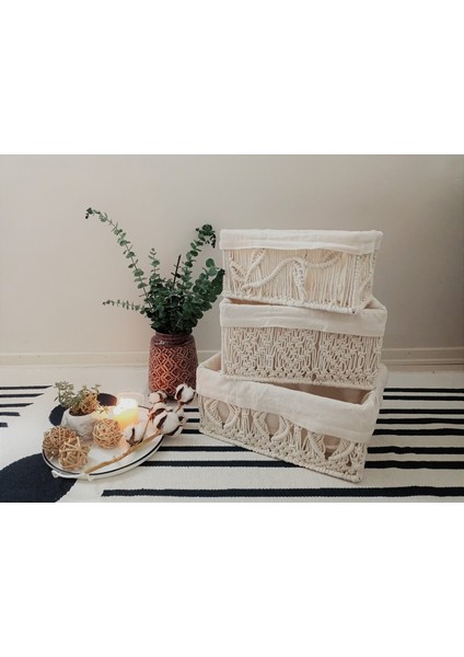 Makrome Sepet - Çok Amaçlı Organizer - Gazete ve Dergilik - Banyo Sepeti fiyatları