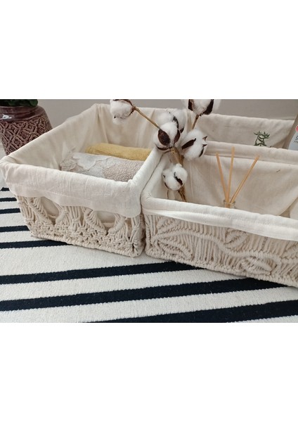 Makrome Sepet - Çok Amaçlı Organizer - Gazete ve Dergilik - Banyo Sepeti modelleri