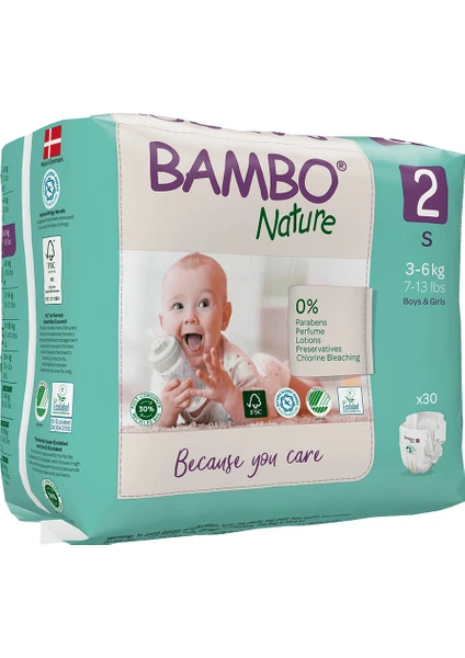 Bambo Nature No:2 Ekolojik Bebek Bezi 3-6 kg 30'lu