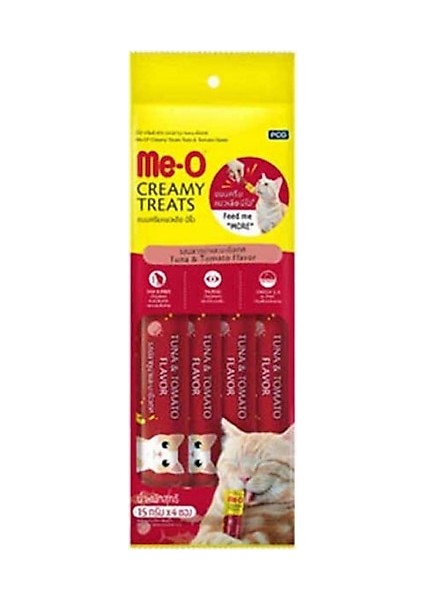 Me-O Creamy Treats Ton Balıklı ve Domatesli Kedi Ödül Maması 4 x 15 gr 6 Adet