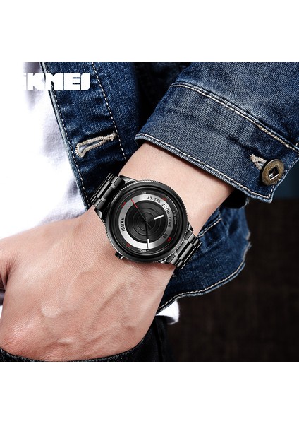 Erkek Saatleri Üç Boyutlu Kadran Suya Dayanıklı Paslanmaz Çelik Kuvars Kol Saati (Yurt Dışından) modelleri