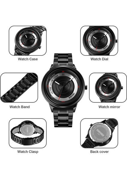 Erkek Saatleri Üç Boyutlu Kadran Suya Dayanıklı Paslanmaz Çelik Kuvars Kol Saati (Yurt Dışından) indirimleri