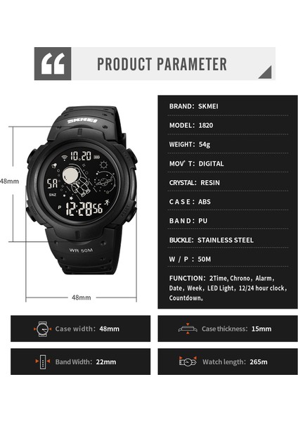 Arama Süresi Göstergesi Kol Saati LED Işık Dijital Erkek Spor Saatleri (Yurt Dışından) modelleri