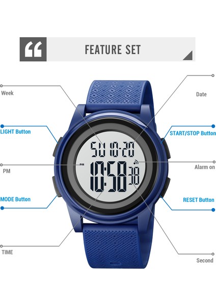 Erkekler Günlük Geri Sayım Spor Saatleri LED Işık Chrono Çalar Saat 5bar Suya Dayanıklı Dijital Kol Saati (Yurt Dışından) fırsatları