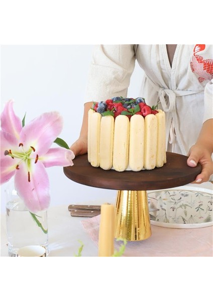 Ahşap 28 Cm Altın Konik Ayaklı Sunumluk