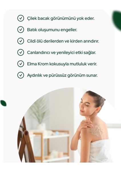 Besleyici,elma Kromlu,nemlendirici,çilek Bacak Görünüm Karşıtı Vücut Peeling Kremi 250 Ml.