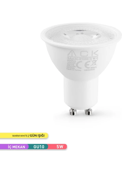 5W Reflektörlü LED Ampul 3000K Gün Işığı GU10