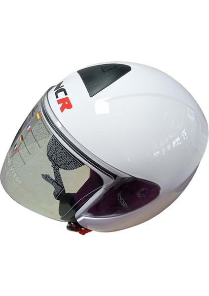 NCR-202 Çenesiz Yarım Kask - Beyaz - S