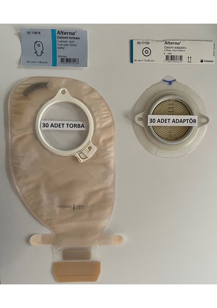 Ostomi Torbası Şeffaf-60 Mm-30 Adet/Ostomi Adaptörü Şeffaf -30 Adet