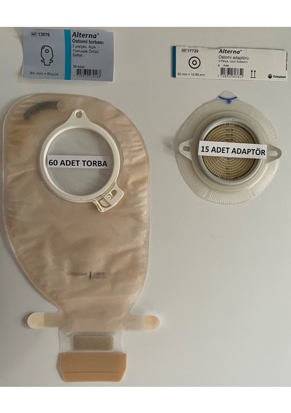 Ostomi Torbası Şeffaf-60 Mm-60 Adet/Ostomi Adaptörü Şeffaf -15 Adet