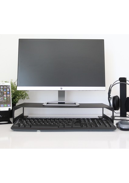 Monitör Standı - Laptop Standı - Monitör Yükseltici - Metal - Siyah - SMS1BL